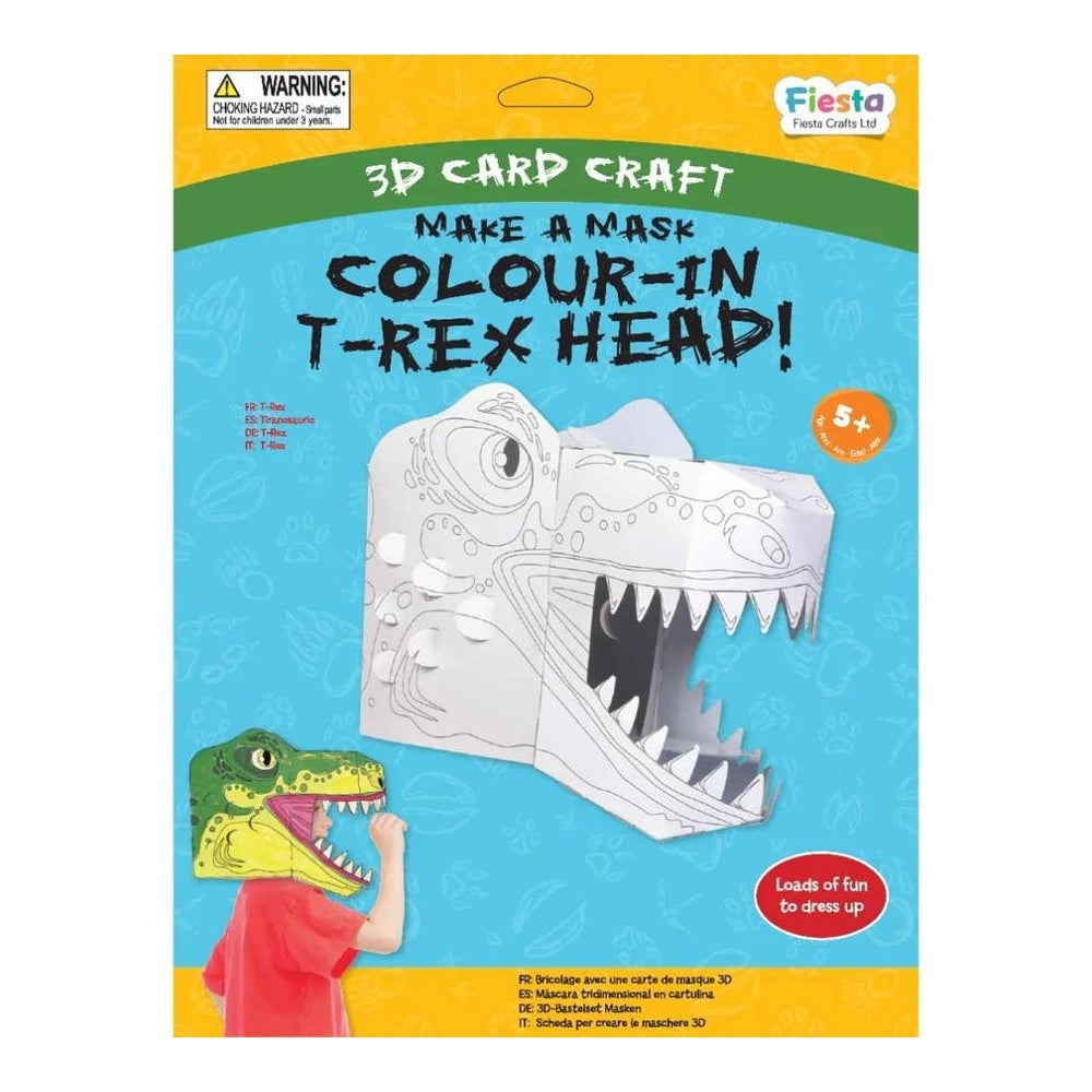 Packaging for the fiesta crafts make a mask colour in t-rex head kit