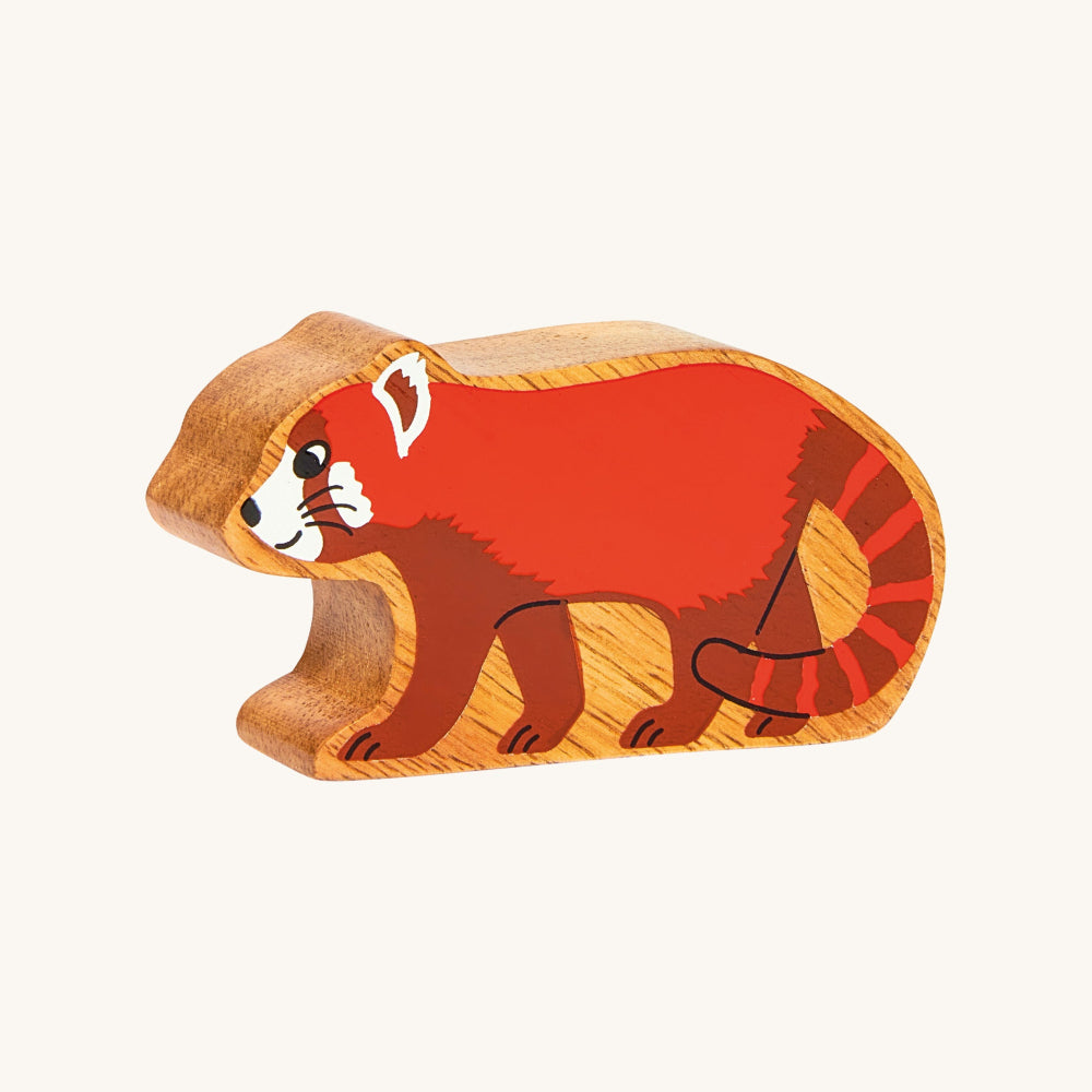A solid wooden red panda animal figure from Lanka Kade