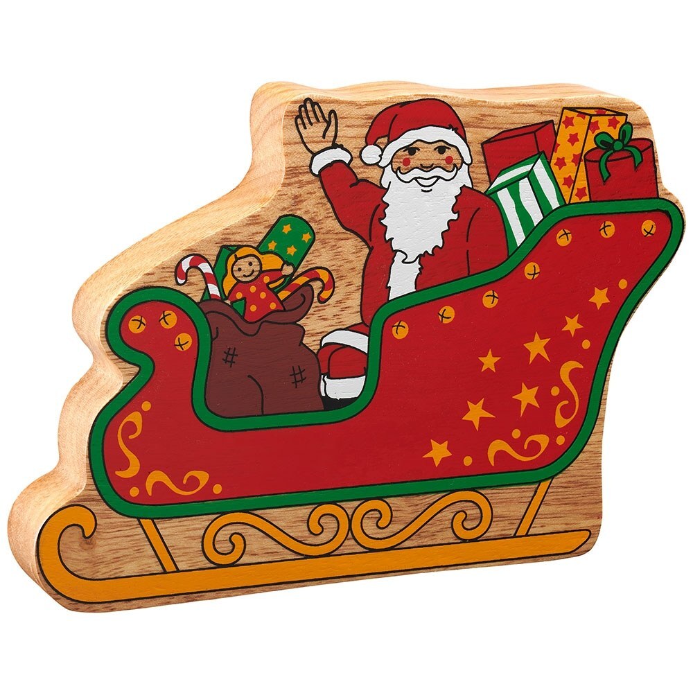 Wooden Christmas Figure Father Christmas in Sleigh