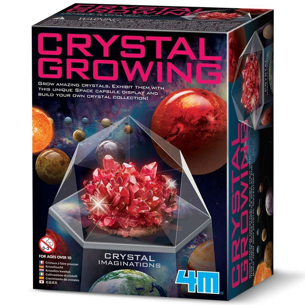 Space themed box for the 4M Red crystal growing science kit