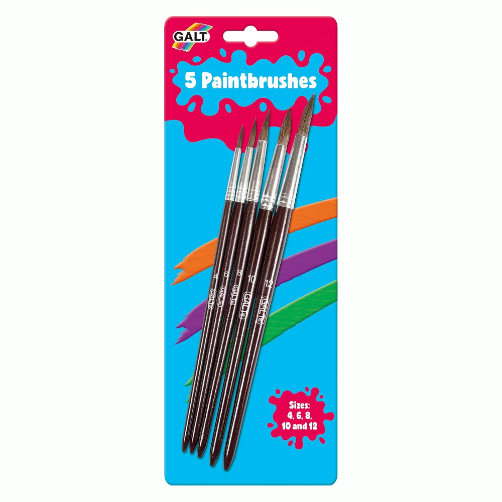 Red and blue packaging for Galt's set of 5 paintbrushes