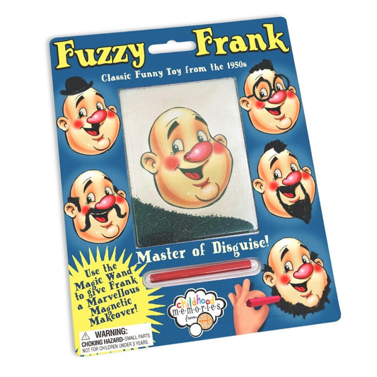 Fuzzy Frank toy board with faces, iron filings and magnet