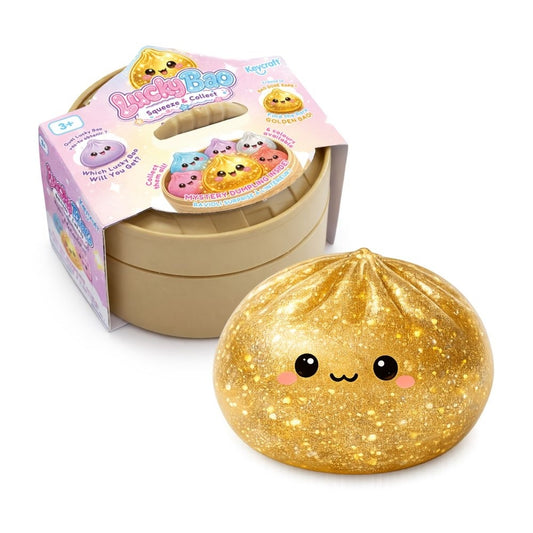 From Keycraft, a bamboo steamer themed plastic box with a gold squishy dumpling next to it