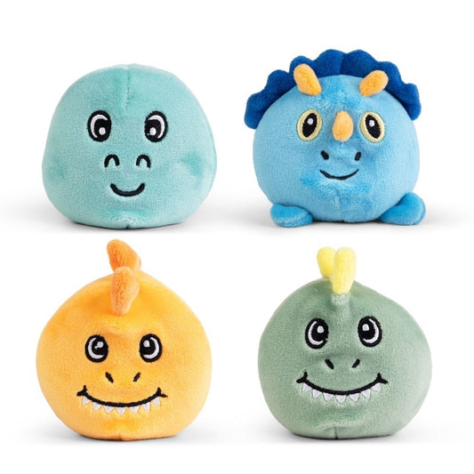 4 colourful sand filled plush dinosaur fidget toys