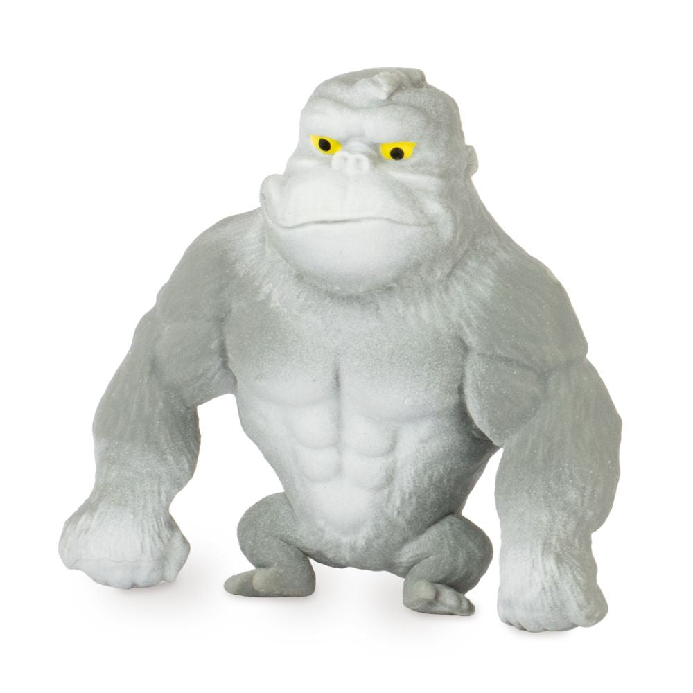 Gray fidget toy gorilla with yellow eyes on a white background