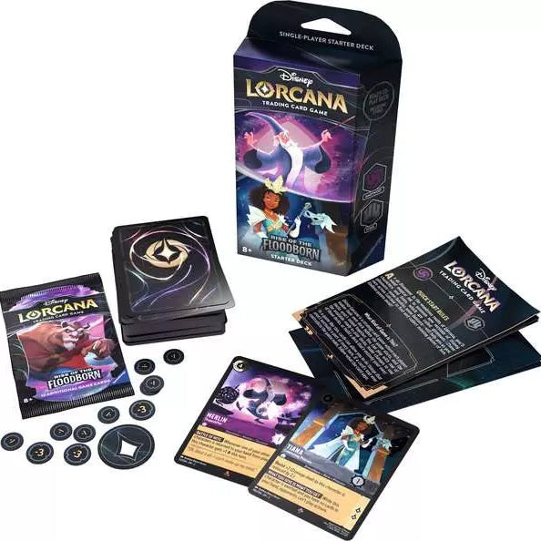 Sale Lorcana Rise of the Floodborn Starter Deck Amethyst and Steel
