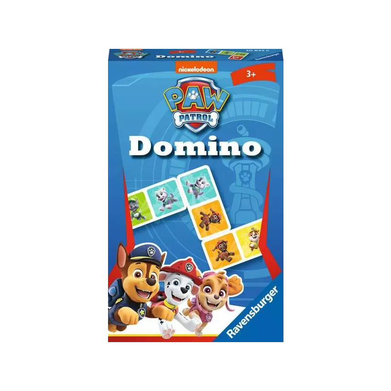 Box for the ravensburger domino game themed on Paw Patrol