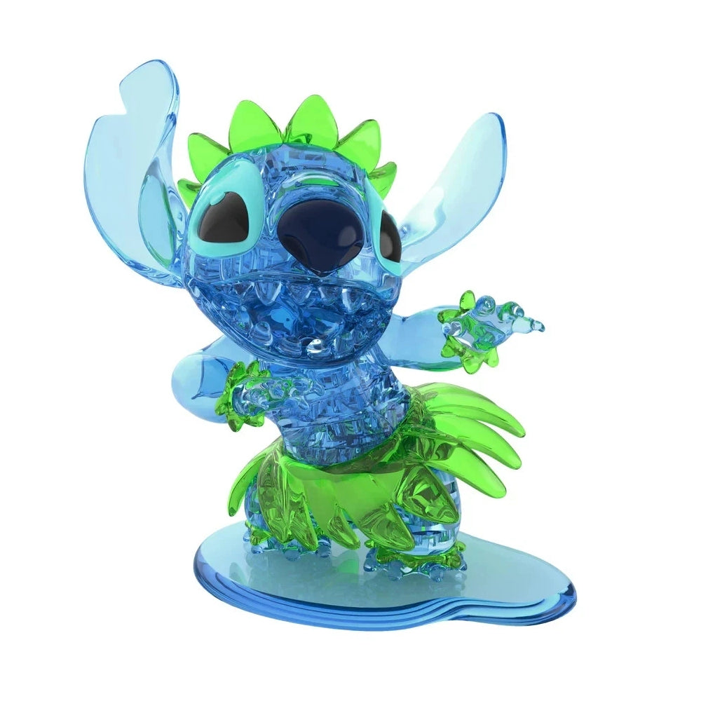 Transparent collectable 3D puzzle Hula Stitch figurine with coloured accents on a white background