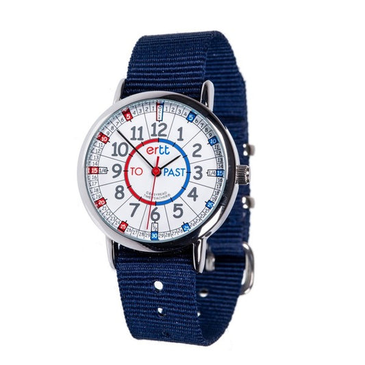 Classic Watch Red/Blue Face Navy Blue Strap