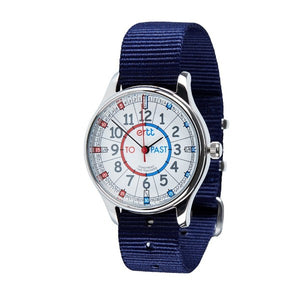 Waterproof Watch Red/Blue Face Navy Blue Strap
